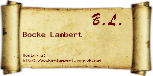 Bocke Lambert névjegykártya